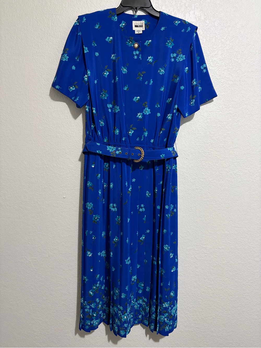 Vintage Leslie Fay Blue Dress Sz-14